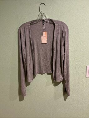 Open-Front Light Gray Women's Cardigan Sweater
